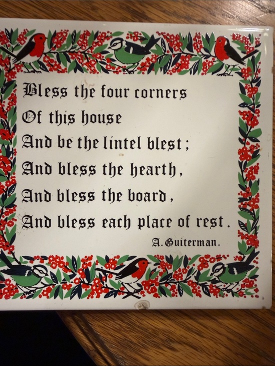 Other - Bless the Four Corners Decorative Plaque with Bird & Berry Border